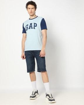 men colorblock crew-neck t-shirt with short sleeves