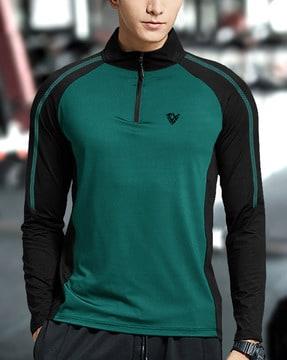 men colorblock regular fit henley t-shirt