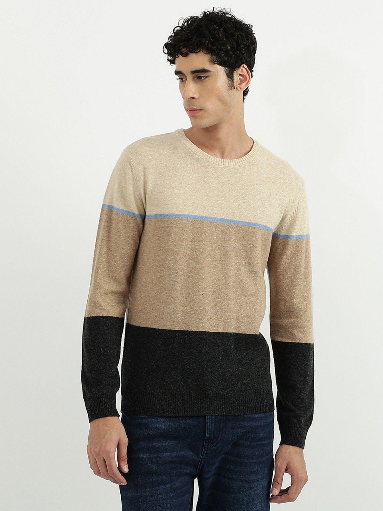 men colorblock round neck sweater multi color