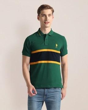 men colorblock slim polo t-shirt