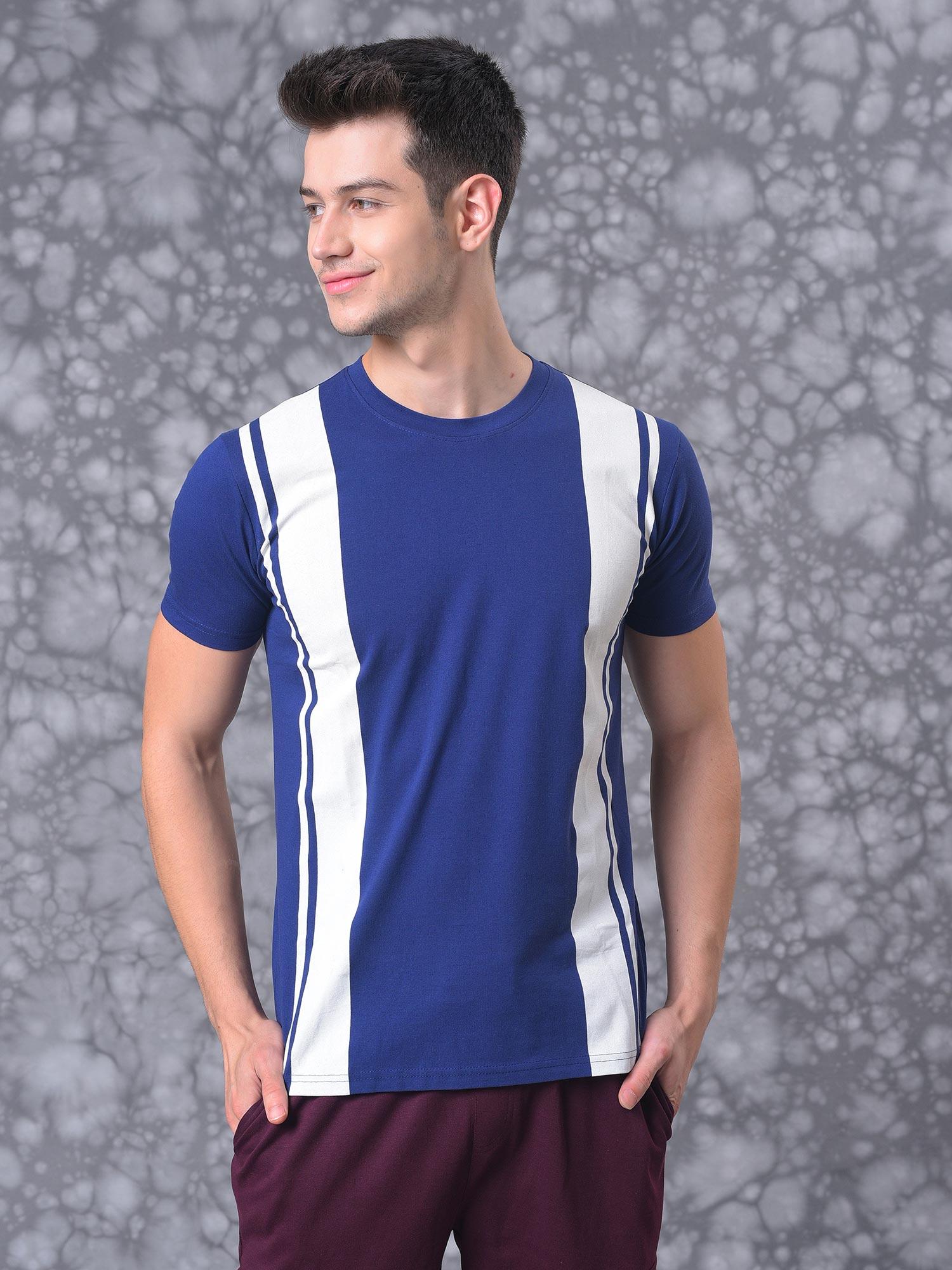 men colorblock stylish casual round neck t-shirt