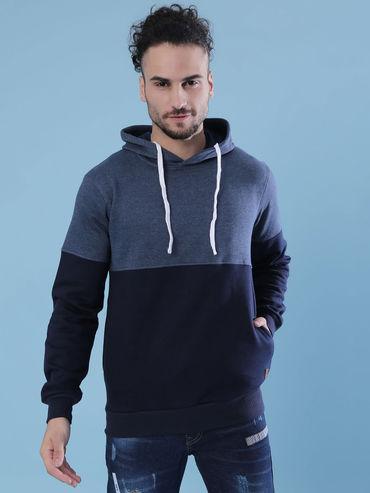 men colorblocked full sleeve stylish casual hooded sweatshirts