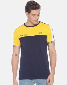 men colour-block regular fit t-shirt