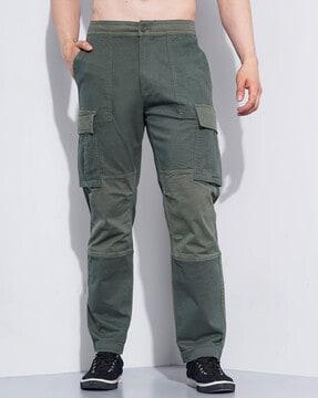 men colour-block relaxed fit cargo pants