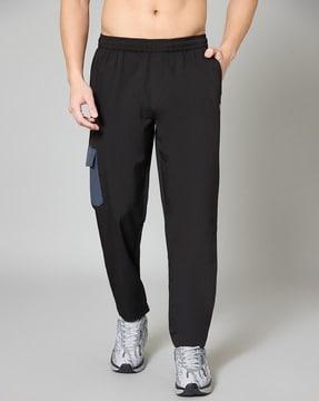 men colour-block track pants with elasticated waist