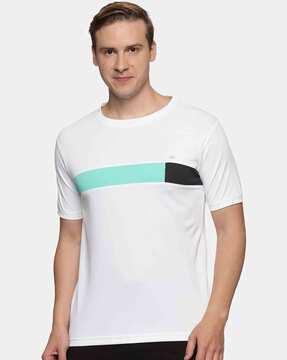 men colour-blocked regular fit t-shirt