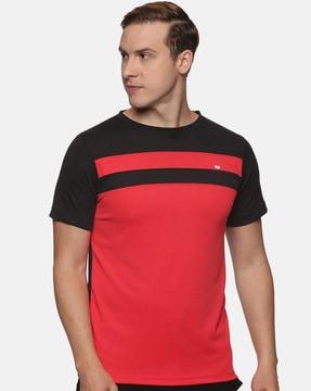 men colour-blocked regular fit t-shirt