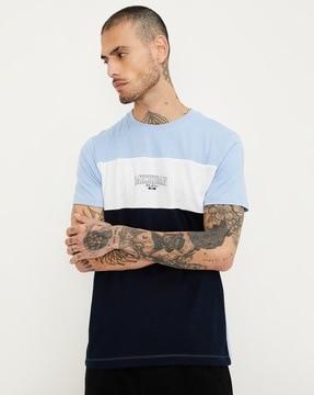 men colour-blocked regular fit t-shirt