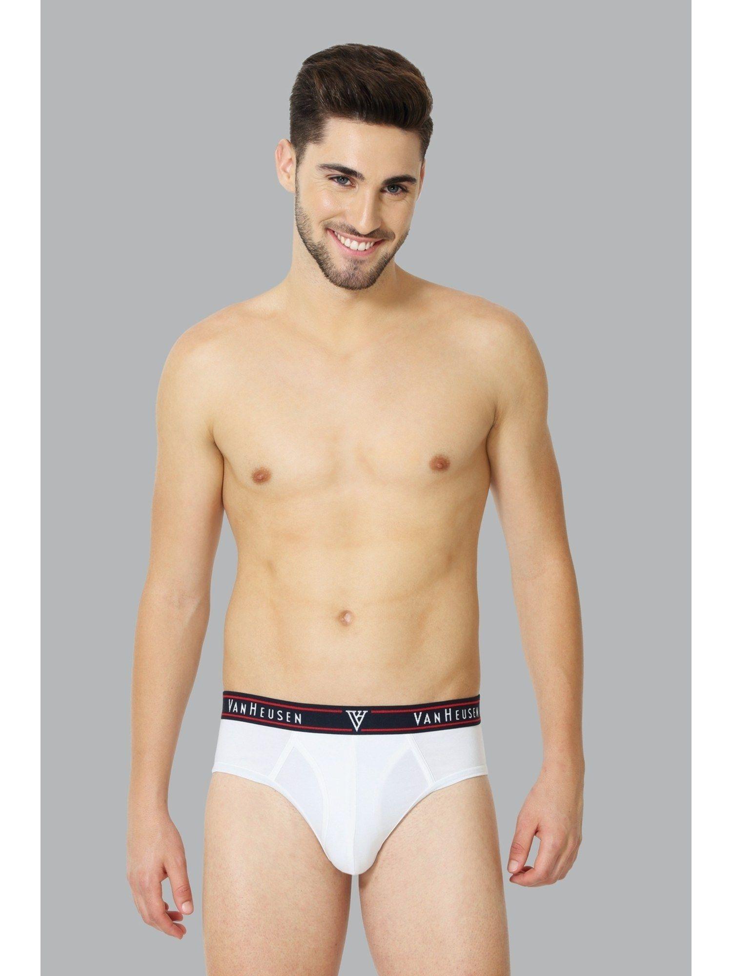 men colour fresh & open fly briefs - white