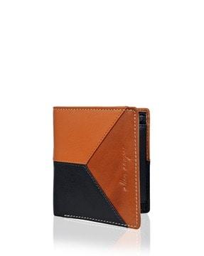 men colourblock bi-fold wallet with embossed logo