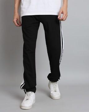 men colourblock cotton joggers