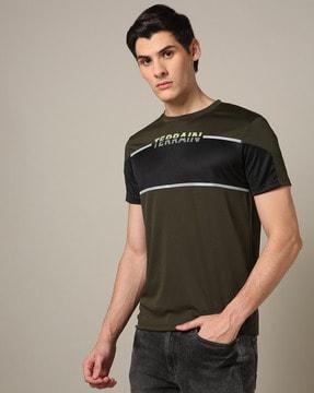 men colourblock crew-neck t-shirt