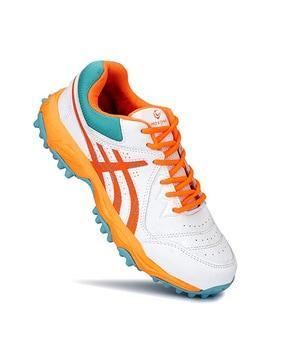 men colourblock cricket shoes with lace fastening