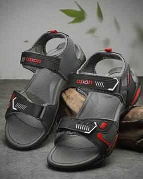 men colourblock double-strap sandals with velcro fastening