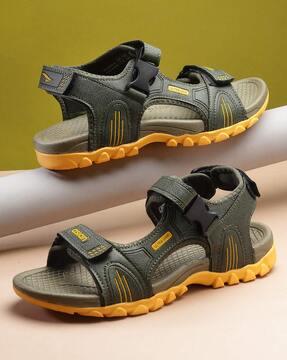 men colourblock double-strap sandals with velcro fastening