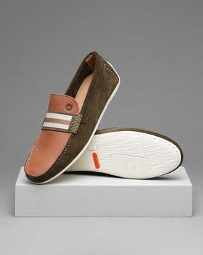 men colourblock driver shoes