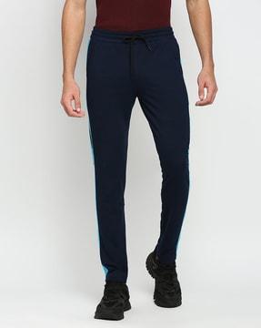 men colourblock fitted track pants