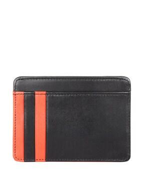 men colourblock genuine leather card holder