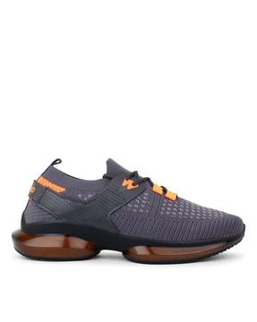 men colourblock knitted lace-up shoes