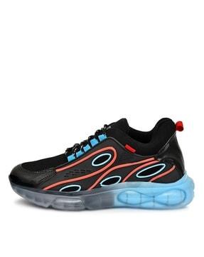 men colourblock lace-up running shoes