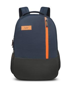 men colourblock laptop backpack with zip closure