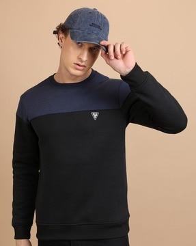 men colourblock loose fit sweatshirt