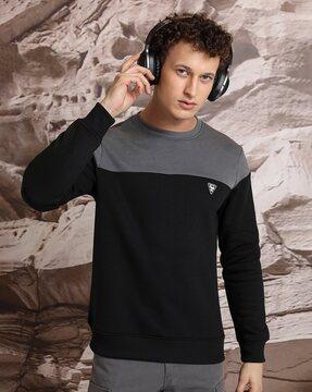 men colourblock loose fit sweatshirt