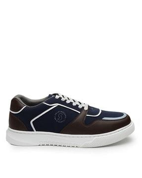 men colourblock low-top lace-up casual shoes