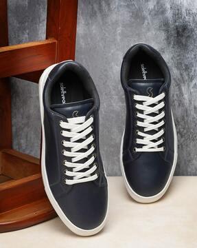 men colourblock low-top lace-up casual shoes