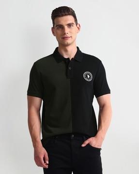 men colourblock muscle fit polo t-shirt