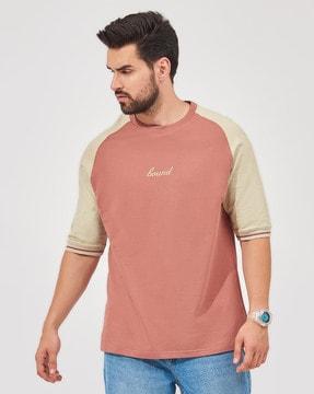 men colourblock oversized crew-neck t-shirt