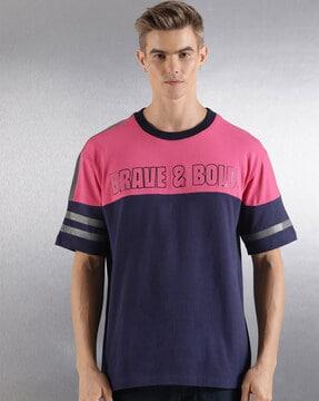 men colourblock oversized fit t-shirt