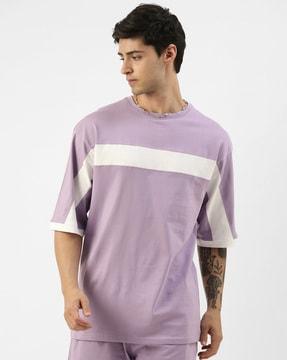 men colourblock oversized fit t-shirt