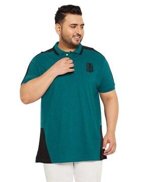 men colourblock polo t-shirt with short sleeves