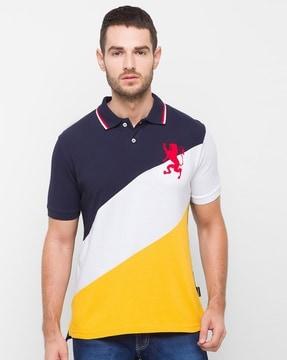 men colourblock polo t-shirt with short sleeves