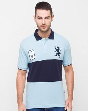 men colourblock polo t-shirt with short sleeves