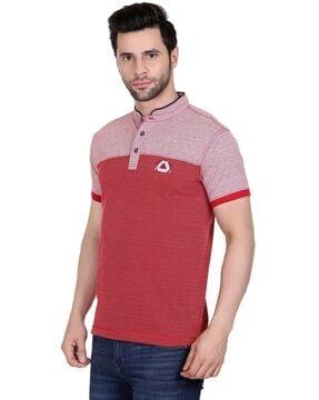 men colourblock regular fit henley t-shirt