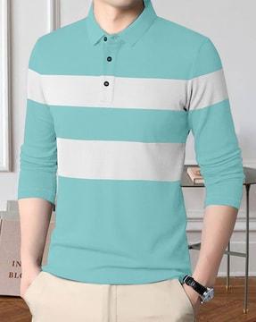 men colourblock regular fit polo t-shirt