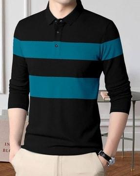 men colourblock regular fit polo t-shirt