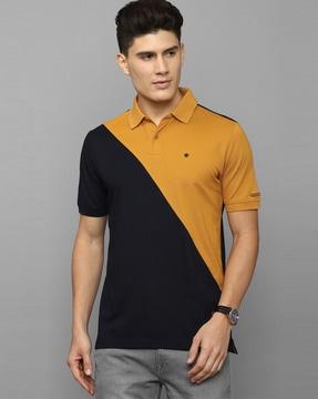 men colourblock regular fit polo t-shirt