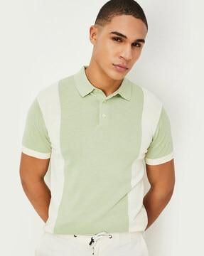 men colourblock regular fit polo t-shirt