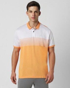 men colourblock regular fit polo t-shirt