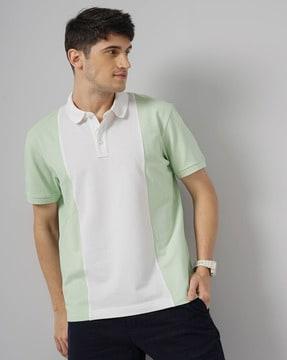 men colourblock regular fit polo t-shirt