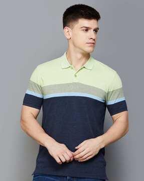 men colourblock regular fit polo t-shirt