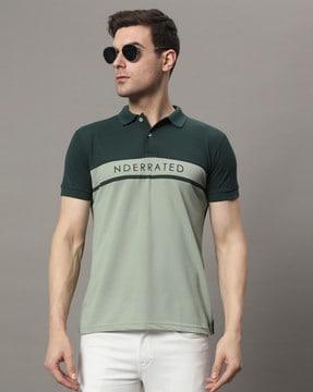 men colourblock regular fit polo t-shirt