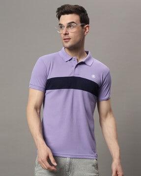 men colourblock regular fit polo t-shirt