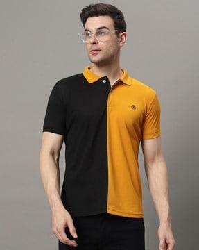 men colourblock regular fit polo t-shirt