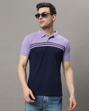 men colourblock regular fit polo t-shirt