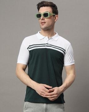 men colourblock regular fit polo t-shirt