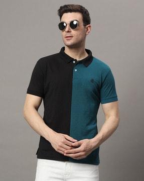 men colourblock regular fit polo t-shirt